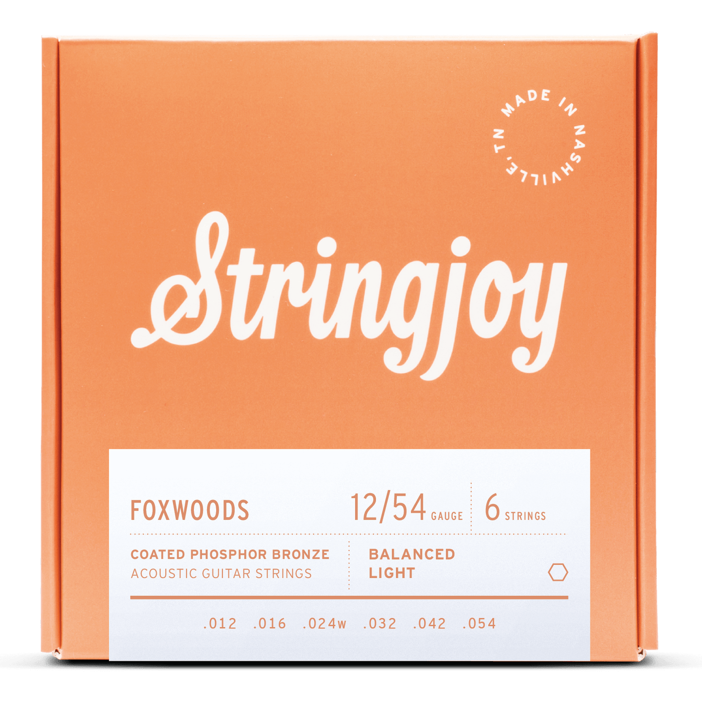 Stringjoy 12-54 Light Gauge Foxwoods - Coated Phosphor Bronze Acoustic Guitar Strings