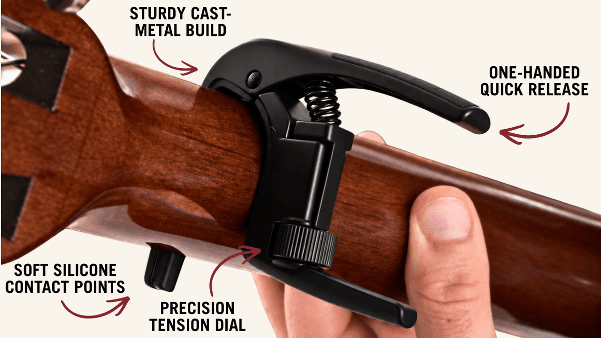 Stringjoy Buzz Free Adjustable Tension Capo - Black