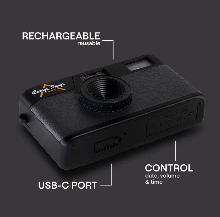 Camp Snap Screen Free Digital Camera - Retro Vintage Point & Shoot - BLACK