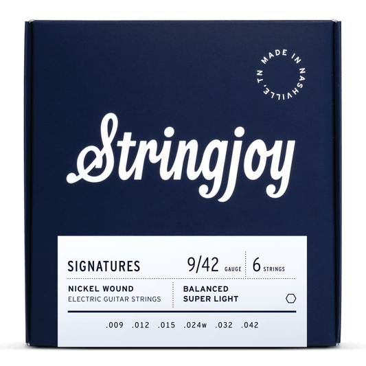 Stringjoy 9-42 Balanced Super Light Gauge Signatures - Nickel Wound Electric Guitar Strings