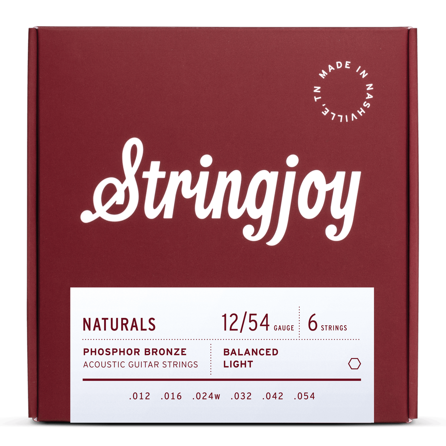 Stringjoy 12-54 Light Gauge Naturals - Phosphor Bronze Acoustic Guitar Strings