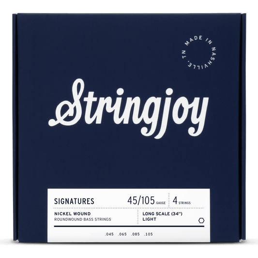 Stringjoy 45-105 Long Scale 4 String Light Gauge Signatures - Nickel Wound Bass Guitar Strings