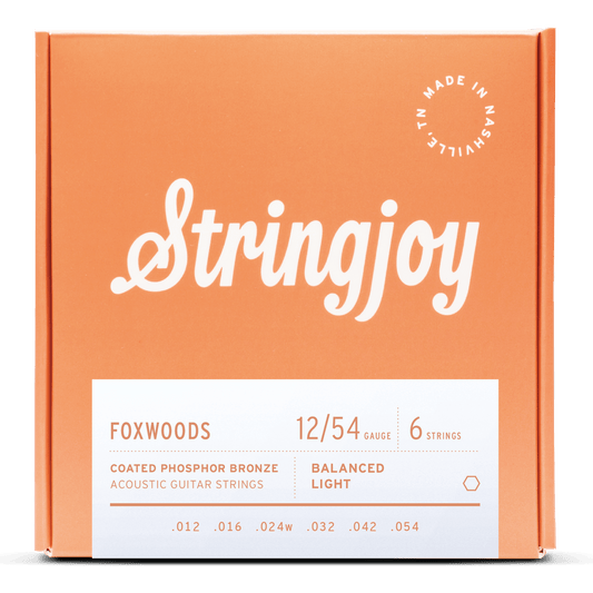 Stringjoy 12-54 Light Gauge Foxwoods - Coated Phosphor Bronze Acoustic Guitar Strings