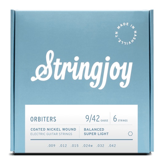Stringjoy 9-42 Balanced Super Light Gauge Orbiters - Coated Nickel Wound Electric Guitar Strings