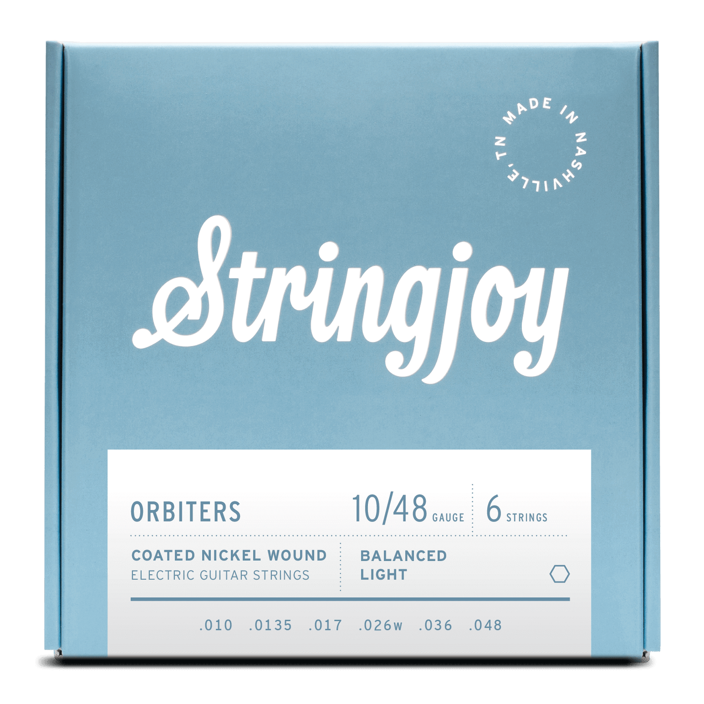 Stringjoy 10-48 Balanced Light Gauge Orbiters - Coated Nickel Wound Electric Guitar Strings