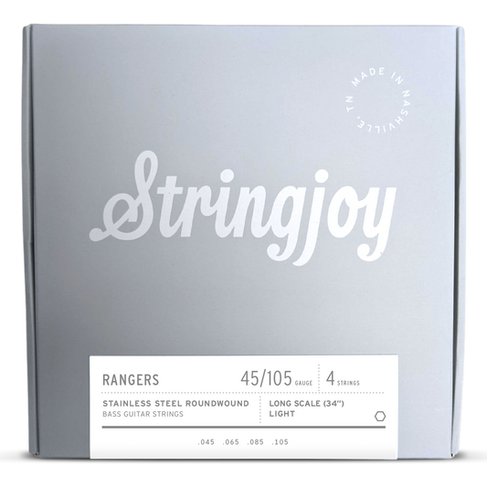 Stringjoy 45-105 Long Scale 4 String Light Gauge Rangers - Stainless Steel Bass Guitar Strings