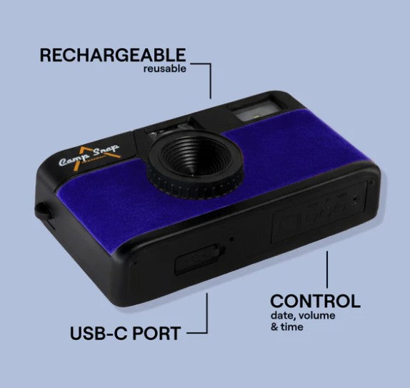 Camp Snap Screen Free Digital Camera - Retro Vintage Point & Shoot - Blue Velvet