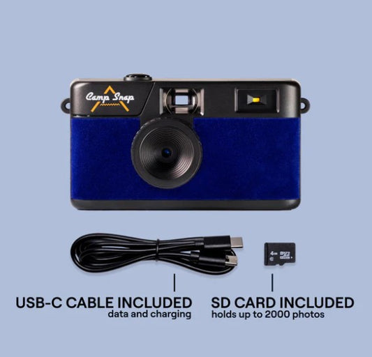 Camp Snap Screen Free Digital Camera - Retro Vintage Point & Shoot - Blue Velvet