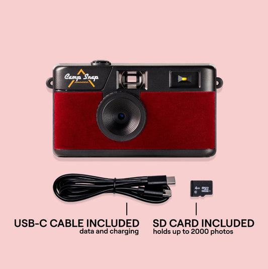 Camp Snap Screen Free Digital Camera - Retro Vintage Point & Shoot - Red Velvet