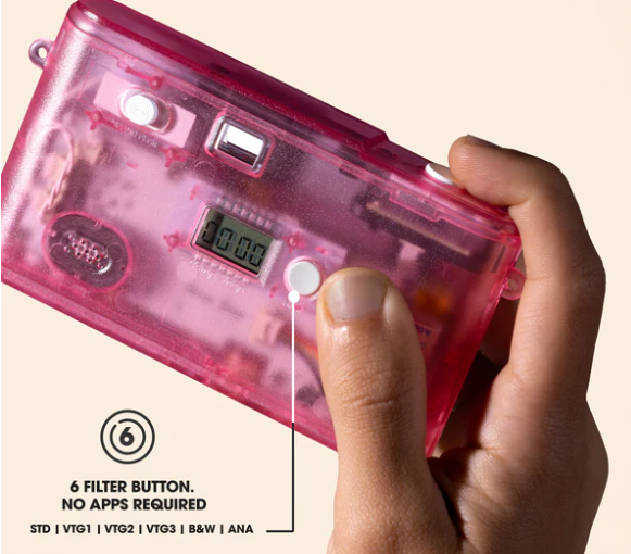 Camp Snap v2 Screen Free Digital Camera - STRAWBERRY SPLASH - Retro Vintage Point & Shoot