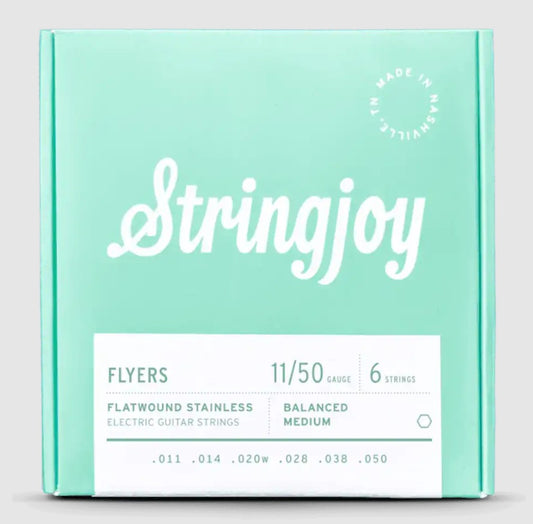 Stringjoy 11-50 Balanced Medium Gauge Flyers - Flatwound Stainless Electric Guitar Strings